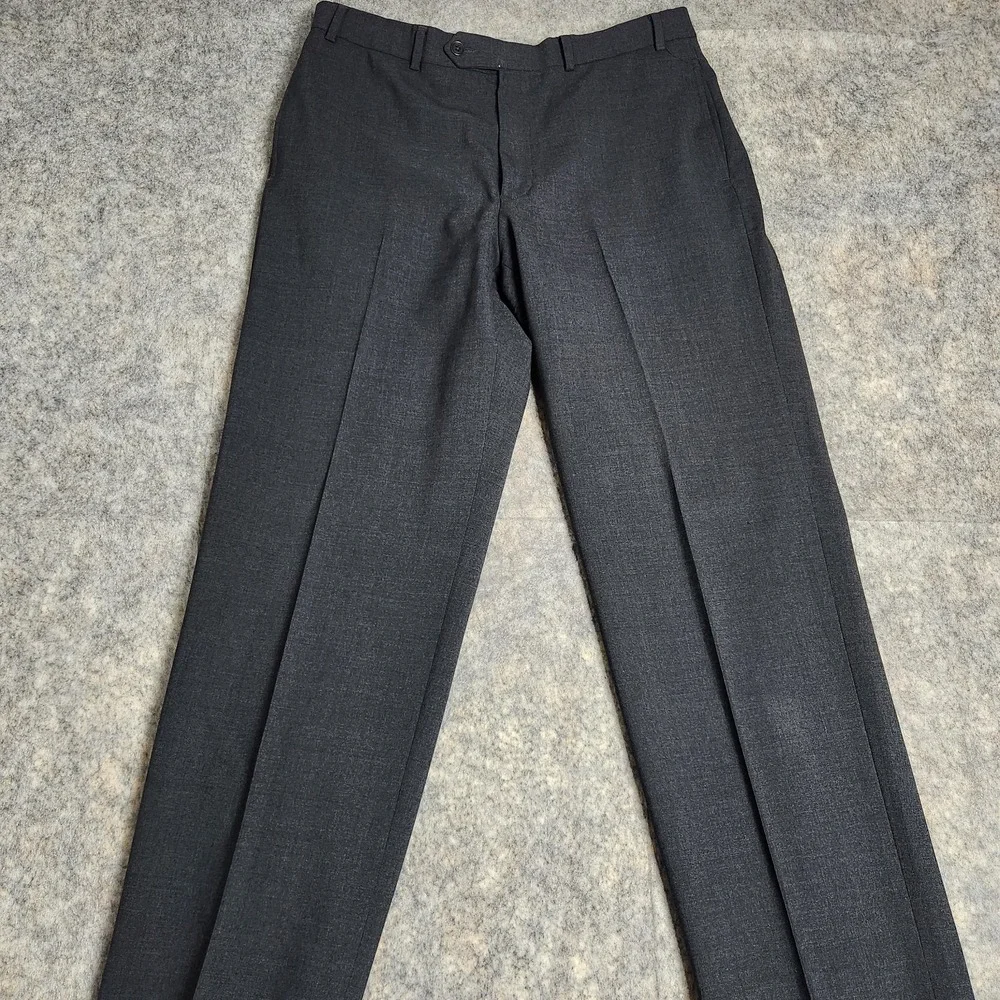Brooks Brothers Stretch Wool Pants Men 36x31 Gray Straight Leg Flat Front Chino